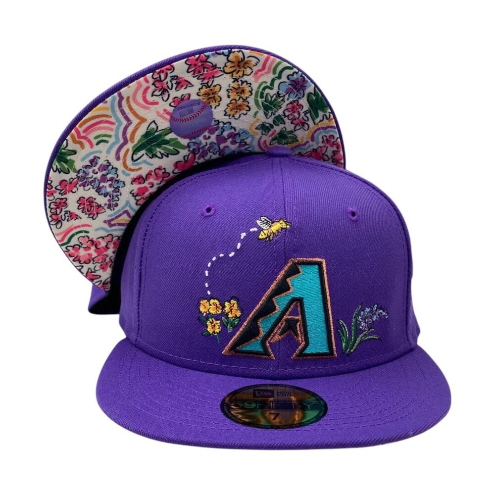 New Era Arizona Diamondbacks Watercolor Floral 59FIFTY Fitted Hat Cap Size 7 3/8